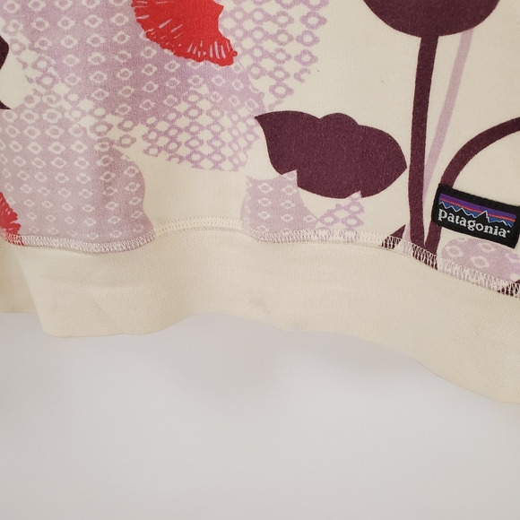 Patagonia Sweatshirt Hood Floral Print Cream M - Picture 3 of 5
